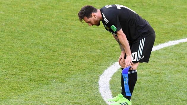 Argentina's Lionel Messi after the FIFA World Cup 2018 Group D match between Argentina and Iceland at the Spartak Stadium in Moscow on June 16, 2018. (Utpaal Sorkkar/HT Photo)