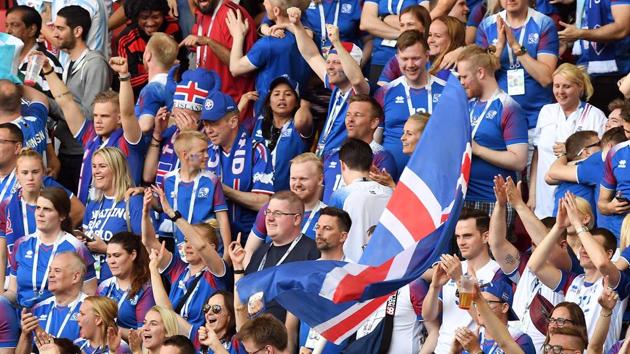 Iceland fans were in fine voice throughout the game. (Utpaal Sorkkar/HT Photo)