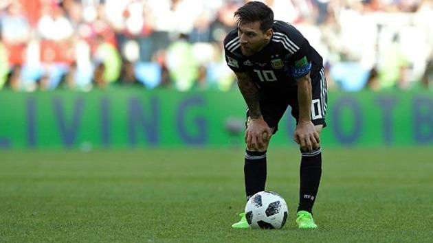 Lionel Messi missed a penalty thanks to a brilliant save from Hannes Halldorsson during the FIFA World Cup 2018 match between Argentina and Iceland.(AFP/Getty Images)