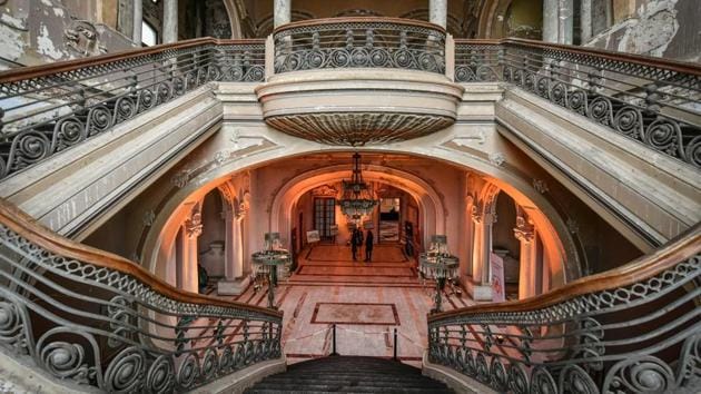 A hall inside the Constanta Casino on the Black Sea, eastern Romania. The Constanta Casino, an emblematic Art Nouveau monument from the early 20th Century, is crumbling away.(AFP) A hall inside the Constanta Casino on the Black Sea, eastern Romania. The Constanta Casino, an emblematic Art Nouveau monument from the early 20th Century, is crumbling away.(AFP)