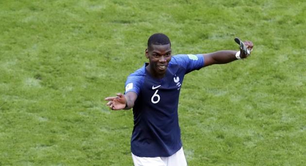 France's Paul Pogba celebrates at the end of the group C match between France and Australia at the 2018 soccer World Cup in the Kazan Arena in Kazan, Russia. (AP) France's Paul Pogba celebrates at the end of the group C match between France and Australia at the 2018 soccer World Cup in the Kazan Arena in Kazan, Russia. (AP)