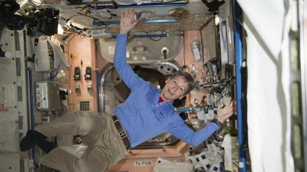 In this November 28, 2016 photo made available by NASA, astronaut Peggy Whitson floats through the Unity module aboard the International Space Station. (AP) In this November 28, 2016 photo made available by NASA, astronaut Peggy Whitson floats through the Unity module aboard the International Space Station. (AP)