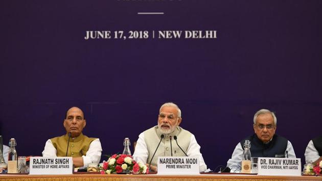 Prime Minister Narendra Modi at the fourth Governing Council meeting of Niti Aayog.(@narendramodi/Twitter) Prime Minister Narendra Modi at the fourth Governing Council meeting of Niti Aayog.(@narendramodi/Twitter)