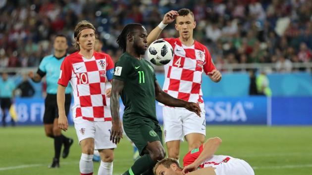 Nigeria tried to get back on equal terms against a Croatia side who put them under pressure. (REUTERS)