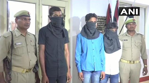 The three people who were arrested by the police in connection with cheating in the civil police and state armed constabulary constable recruitment examination. (ANI) The three people who were arrested by the police in connection with cheating in the civil police and state armed constabulary constable recruitment examination. (ANI)