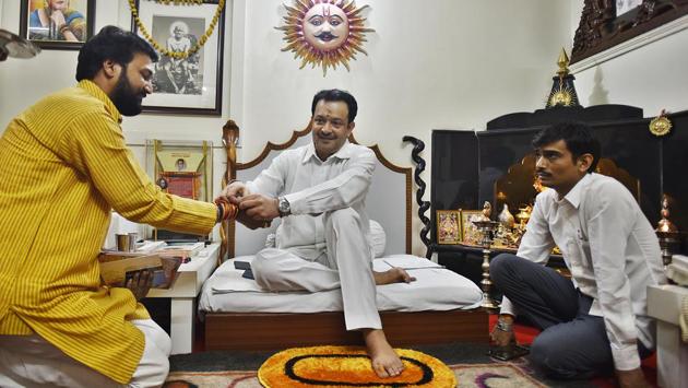 Bhaiyu Maharaj at his ashram in Indore. Maharaj, formerly Uday Singh Deshmukh was born to a zamindar and a homemaker in Madhya Pradesh’s Shujalpur in 1968. He said his switch to spirituality occurred at age 23. When asked about his rumored wealth, his Bentley and Rolex watches, Maharaj had responded, ‘If you don’t know how to earn wealth, how you will guide others on that path.’ (Raj K Raj / HT Photo) Bhaiyu Maharaj at his ashram in Indore. Maharaj, formerly Uday Singh Deshmukh was born to a zamindar and a homemaker in Madhya Pradesh’s Shujalpur in 1968. He said his switch to spirituality occurred at age 23. When asked about his rumored wealth, his Bentley and Rolex watches, Maharaj had responded, ‘If you don’t know how to earn wealth, how you will guide others on that path.’ (Raj K Raj / HT Photo)