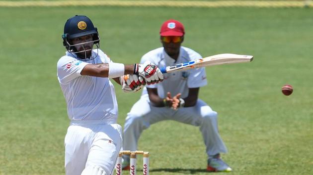 Kusal Mendis smashed 87 and shared a vital partnership with Dinesh Chandimal as Sri Lanka ended day 4 with a lead of 287 against West Indies.(AFP) Kusal Mendis smashed 87 and shared a vital partnership with Dinesh Chandimal as Sri Lanka ended day 4 with a lead of 287 against West Indies.(AFP)