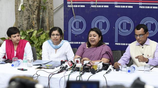 Officials during IAS Association of the AGMUT cadre press conference at Press Club of India, in New Delhi, on June 17, 2018.(HT File Photo)