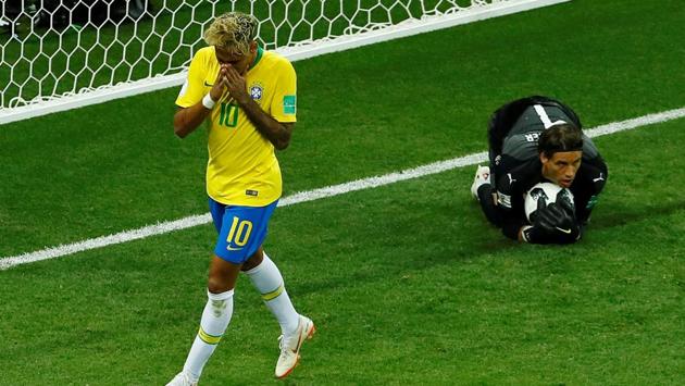 Brazil's Neymar looks dejected after failing to score. (REUTERS)