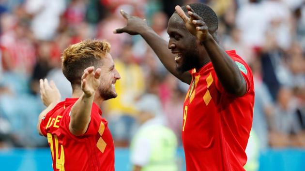 Belgium's Dries Mertens and Romelu Lukaku celebrate after scoring against Panama. Get highlights of Belgium vs Panama, FIFA World Cup 2018 Group G game, here.(REUTERS)