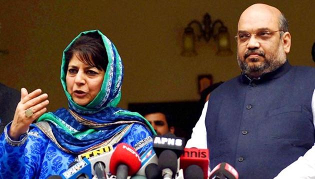 BJP president Amit Shah and PDP president Mehbooba Mufti (PTI File Photo) BJP president Amit Shah and PDP president Mehbooba Mufti (PTI File Photo)