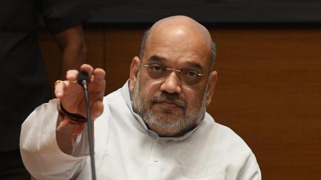 BJP president Amit Shah at his party headquarters in New Delhi on June 13, 2018.(Mohd Zakir/HT file photo)