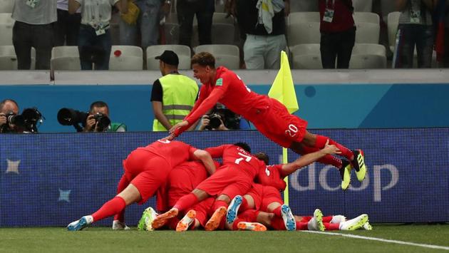 Even his teammates couldn’t hide their excitement after the game. (REUTERS) Even his teammates couldn’t hide their excitement after the game. (REUTERS)