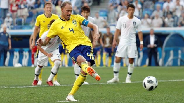 In a Group F match, Sweden defeated South Korea 1-0 after Andreas Granqvist scored from a penalty. (REUTERS)