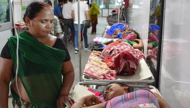 Diarrhoea patients at the Manimajra civil hospital on Tuesday. The hospital received 29 fresh cases. (HT Photo) Diarrhoea patients at the Manimajra civil hospital on Tuesday. The hospital received 29 fresh cases. (HT Photo)