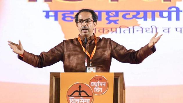 While Thackeray mocked his ally, Bharatiya Janata Party (BJP), he did not spell out his decision on the alliance (HT Photo) While Thackeray mocked his ally, Bharatiya Janata Party (BJP), he did not spell out his decision on the alliance (HT Photo)