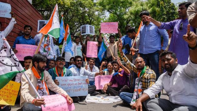 MPhil and PhD students of SPPU protest demanding payment of their stipend which was denied by the varsity citing budgetary scarcity. (Sanket Wankhade/HT PHOTO) MPhil and PhD students of SPPU protest demanding payment of their stipend which was denied by the varsity citing budgetary scarcity. (Sanket Wankhade/HT PHOTO)