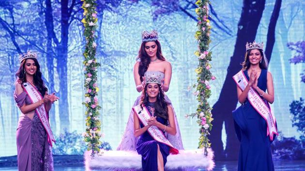 Anukreethy Vas, a 19-year-old college student from Tamil Nadu, beat 29 other contestants from across India to win Femina Miss India 2018 on Tuesday after impressing judges, including former VJ Malaika Arora and cricketer Irfan Pathan. She was crowned by Miss World 2017 Manushi Chhillar. Also seen are Haryana’s Meenakshi Chaudhary (1st Runner up) and Andhra Pradesh’s Shreya Rao (2nd Runner up). (PTI) Anukreethy Vas, a 19-year-old college student from Tamil Nadu, beat 29 other contestants from across India to win Femina Miss India 2018 on Tuesday after impressing judges, including former VJ Malaika Arora and cricketer Irfan Pathan. She was crowned by Miss World 2017 Manushi Chhillar. Also seen are Haryana’s Meenakshi Chaudhary (1st Runner up) and Andhra Pradesh’s Shreya Rao (2nd Runner up). (PTI)
