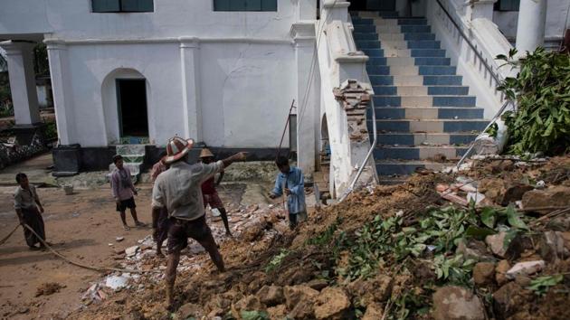 So far no casualties have been reported in the state, but rains continue to pound swathes of the country. Last week five people were killed after monsoon rains triggered a landslide in Mogok, a northern Myanmar town famed for its ruby mines. (Ye Aung Thu / AFP)