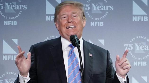 US President Donald Trump speaks at the National Federation of Independent Businesses 75th Anniversary Celebration at the Hyatt Regency hotel in Washington.(AFP File Photo)