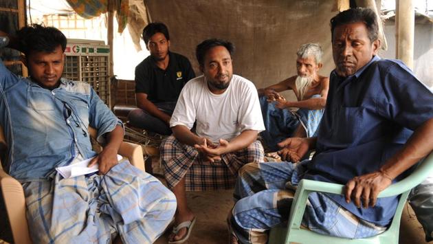There are 90 families in the Jogipur Ward-7 camp with 270 people, said Zaibul Alam, 26, who is the ‘zimmedar’ (incharge). However as per the UNHCR partner agency, there are 301 residents. Alam alleged that they are can’t get birth certificates for their children as the UNHCR certificate is not accepted by the government. Last year, 32 refugees in the camp got Aadhar cards made but they were taken away by the CID. (Parveen Kumar / HT Photo) There are 90 families in the Jogipur Ward-7 camp with 270 people, said Zaibul Alam, 26, who is the ‘zimmedar’ (incharge). However as per the UNHCR partner agency, there are 301 residents. Alam alleged that they are can’t get birth certificates for their children as the UNHCR certificate is not accepted by the government. Last year, 32 refugees in the camp got Aadhar cards made but they were taken away by the CID. (Parveen Kumar / HT Photo)