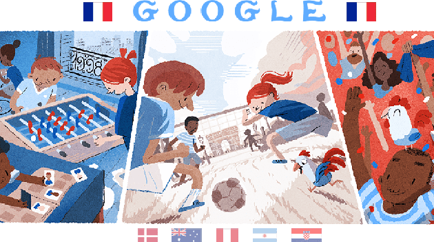 The Google Doodle on Thursday celebrates the football culture of Argentina and France during FIFA World Cup 2018.(Twitter)