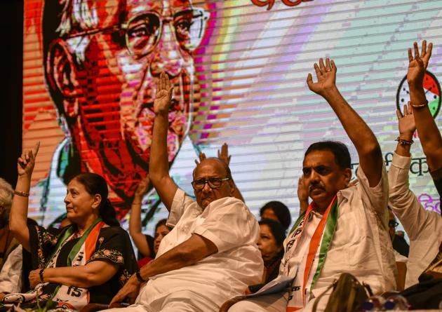 NCP chief Sharad Pawar at the national convention of the partys’ women’s wing held at the YB Chavan auditorium in Mumbai, on June 20, 2018.(HT Photo)