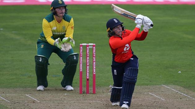 Tammy Beaumont was the top-scorer as England posted the highest women’s T20 cricket total against South Africa.(Getty Images)