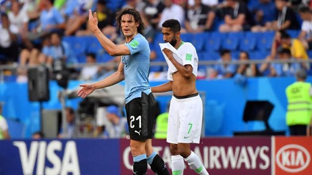 Edinson Cavani failed to match up to Suarez’s prowess as he missed several chances. (AFP)