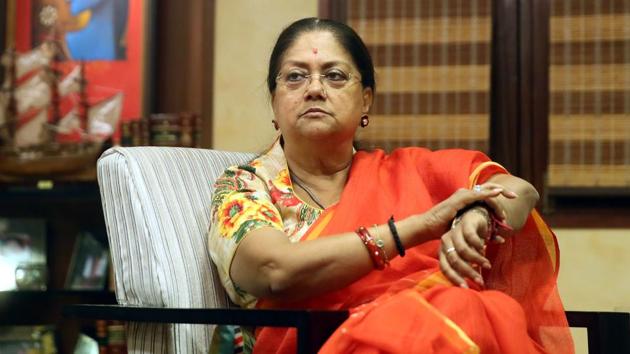 Rajasthan chief minister Vasundhara Raje faces a formidable challenge in retaining Rajput and Gujjar backing, in the next state assembly elections. The two communities, together with the Jats, make up about one-fifth of the state’s population. The Rajput community is resentful that its representatives in the government had not supported it when cases were lodged against its leaders. (Himanshu Vyas / HT File)