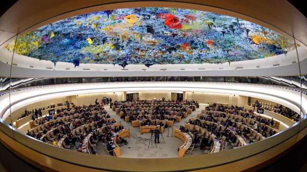 A general view of the United Nations (UN) Human Rights Council during the presentation of report by the Commission of Inquiry on Syria, on March 13, 2018 in Geneva. (AFP Photo) A general view of the United Nations (UN) Human Rights Council during the presentation of report by the Commission of Inquiry on Syria, on March 13, 2018 in Geneva. (AFP Photo)