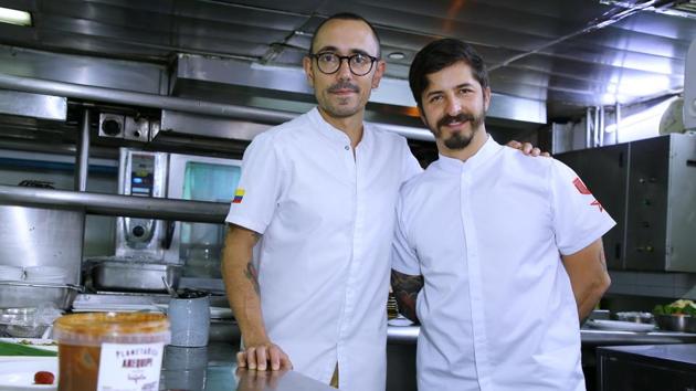 Masterchef Alejandro Gutierrez and Chef Juan Manuel talk about Colombian cuisine, what makes a Colombian meal complete and specialty coffees.(Photo: Raajessh Kashyap/HT)