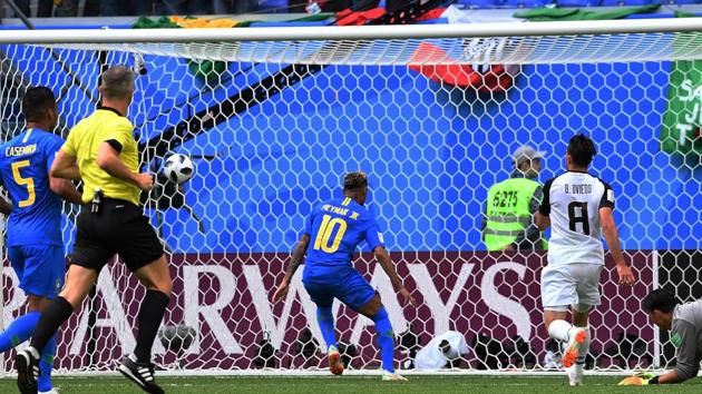 Neymar scored his first goal of the FIFA World Cup 2018 to ensure a win for Brazil. (HT Photo/Utpaal Sorkkar) Neymar scored his first goal of the FIFA World Cup 2018 to ensure a win for Brazil. (HT Photo/Utpaal Sorkkar)