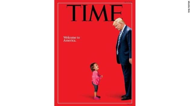 The powerful original photograph, taken at the scene of a border detention by Getty Images photographer John Moore, became one of the iconic images in the flurry of media coverage about the separation of families.(Time Magazine/Getty Images)