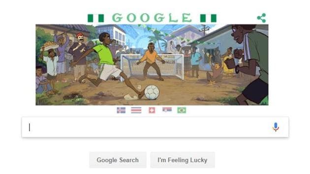 A Google doodle depicting football culture in Nigeria, who are playing at the FIFA World Cup 2018.(HT Photo)
