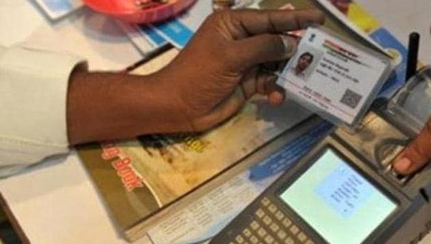 A person with an Aadhaar number registers their biometric details, such as thumb impression and iris scan, with the government. Activists have contended that it violates a citizen’s privacy if this database is shared with third parties.(AFP File Photo) A person with an Aadhaar number registers their biometric details, such as thumb impression and iris scan, with the government. Activists have contended that it violates a citizen’s privacy if this database is shared with third parties.(AFP File Photo)