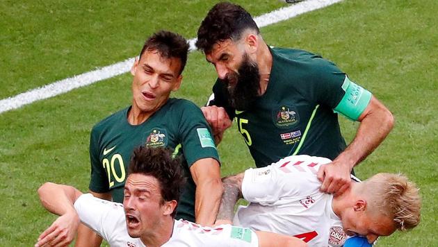In an earlier Group C match, Denmark were held to a 1-1 draw against Australia at the Samara Arena. (REUTERS)