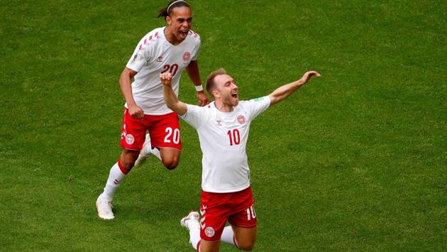 Christian Eriksen scored a goal for Denmark against Australia. (REUTERS)