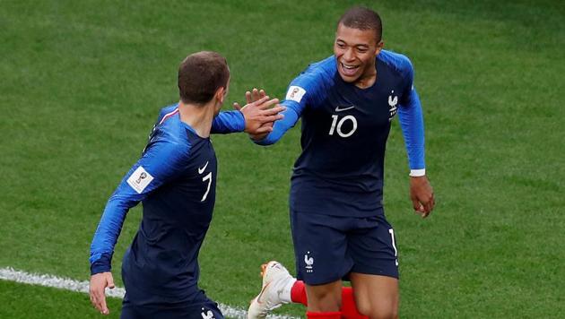 France's Kylian Mbappe scored their winning goal against Peru in a Group C game of the FIFA World Cup at the Ekaterinburg Arena on Thursday. (Reuters)