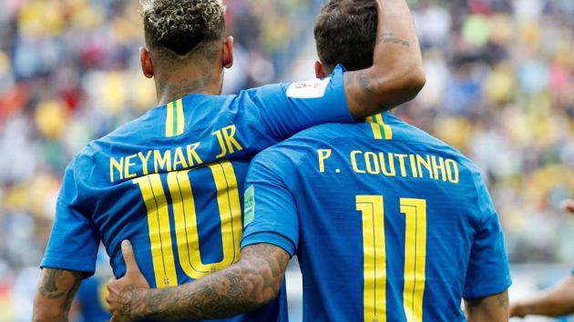 Neymar and Phillipe Coutinho scored in stoppage time to give Brazil a much needed win over Costa Rica. (REUTERS)