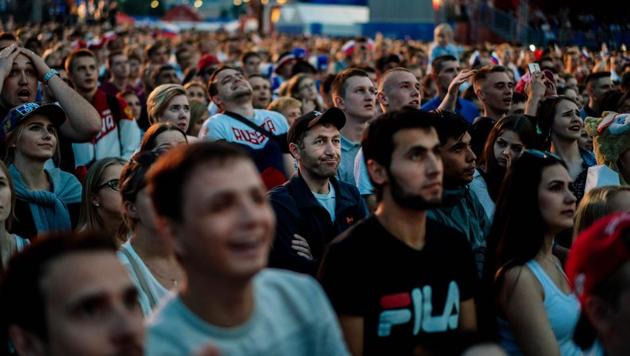 Russian fans cheer their team during the FIFA World Cup 2018 in Nizhny Novgorod, a city which has got a new lease of life due to the tournament.(AFP)