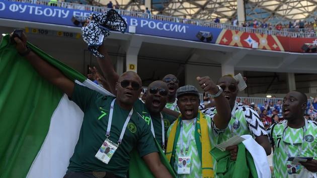 Nigeria's fans had reason to celebrate after their tam defeated Iceland 2-0 in a crucial Group D game. (AFP) Nigeria's fans had reason to celebrate after their tam defeated Iceland 2-0 in a crucial Group D game. (AFP)