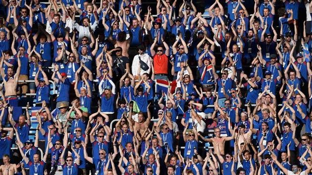Despite the loss, the Iceland fans continued to warm the hearts of the football world with their claps. (AFP) Despite the loss, the Iceland fans continued to warm the hearts of the football world with their claps. (AFP)