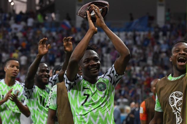 Ahmed Musa (C) doubled his tally as Nigeria defeated Iceland 2-0. (AFP) Ahmed Musa (C) doubled his tally as Nigeria defeated Iceland 2-0. (AFP)