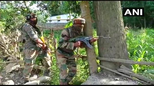 Two militants were killed in an encounter with security forces in south Kashmir’s Kulgam district.(ANI Photo)