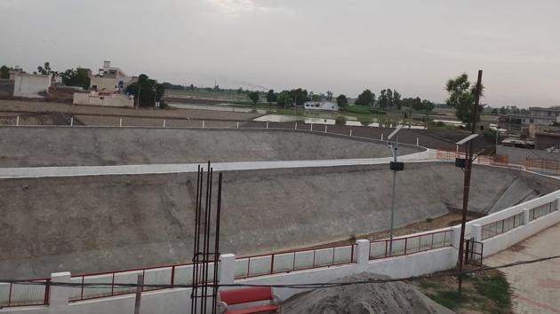 The sewage treatment system set up at Haripur village in Jalandhar.(HT Photo)
