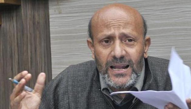 Engineer Rashid was holding a protest in Srinagar against civilian killings and threat to Kashmiri journalists when the police intercepted and detained him and his supporters.(Waseem Andrabi/ Hindustan Times)