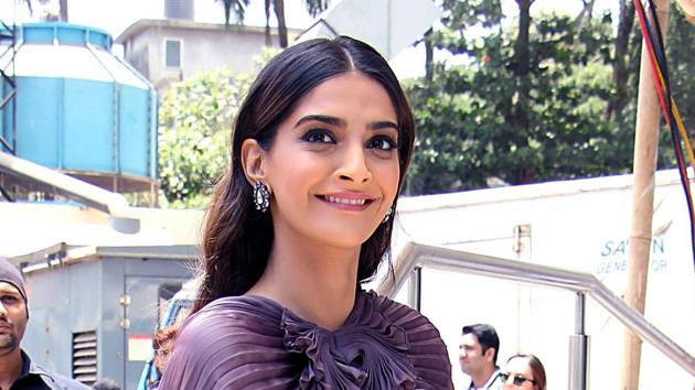 Sonam Kapoor poses during the trailer launch of the upcoming Hindi film Sanju in Mumbai on May 30.(AFP)