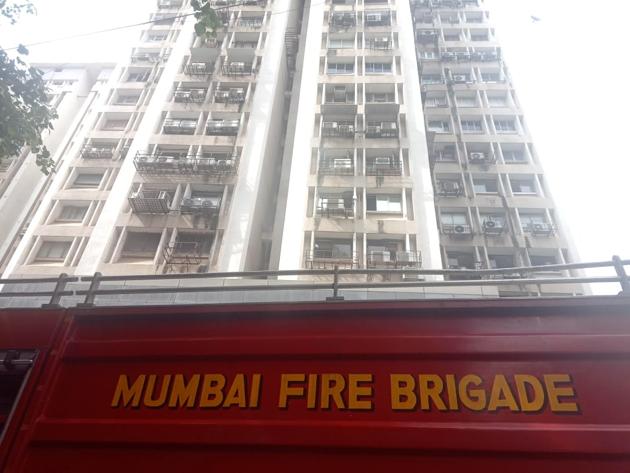 Fire started on the second floor of Mittal Court on Tuesday.(Kunal Patil/HT Photo)