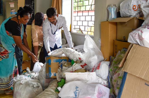 Plastic collection drive at health centre in Aundh in Pune, on Monday, June 25, 2018. (Sanket Wankhade/HT) Plastic collection drive at health centre in Aundh in Pune, on Monday, June 25, 2018. (Sanket Wankhade/HT)